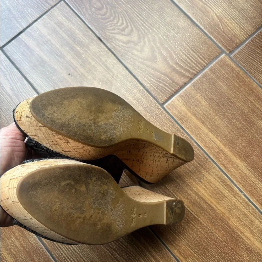 Coach Black and Gray Wedge Slingback Sandals - Picture 3 of 4